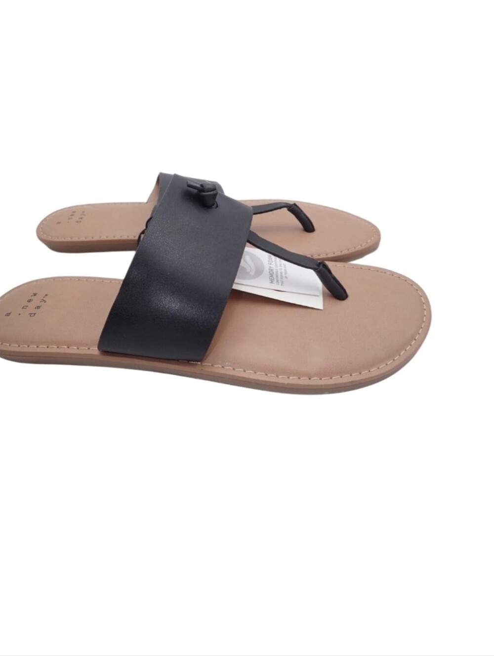 a new day Black Faux Leather T-strap Slide Sandals - Picture 2 of 7
